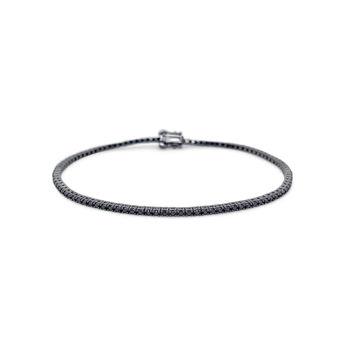 18K White Gold Black Rhodium Plated Black Diamond Tennis Bracelet - AB1506/B