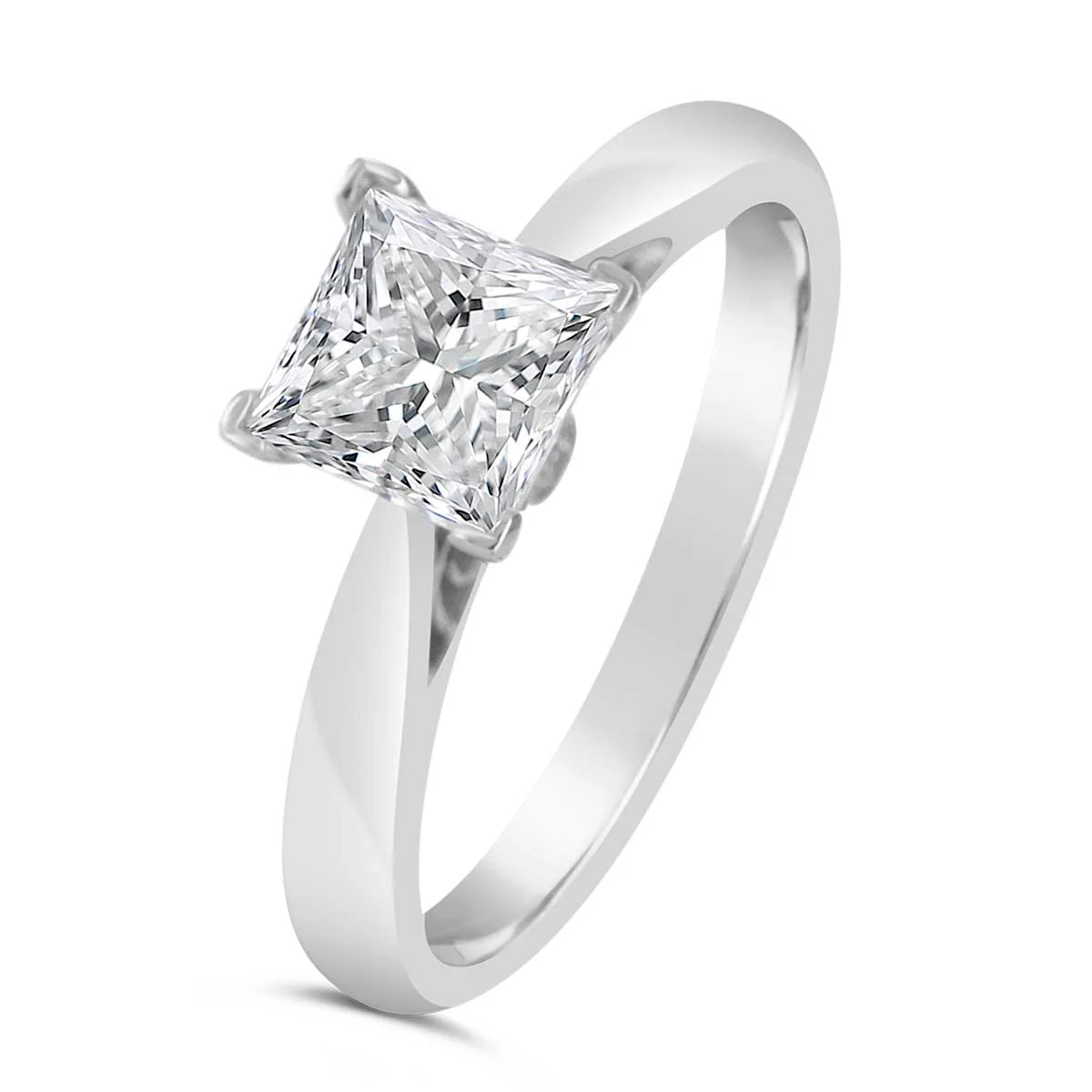 4 Claw Princess Cut Solitaire Engagement Ring - ACB001 - Image 3