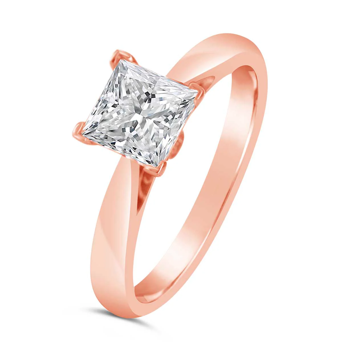 4 Claw Princess Cut Solitaire Engagement Ring - ACB001 - Image 4