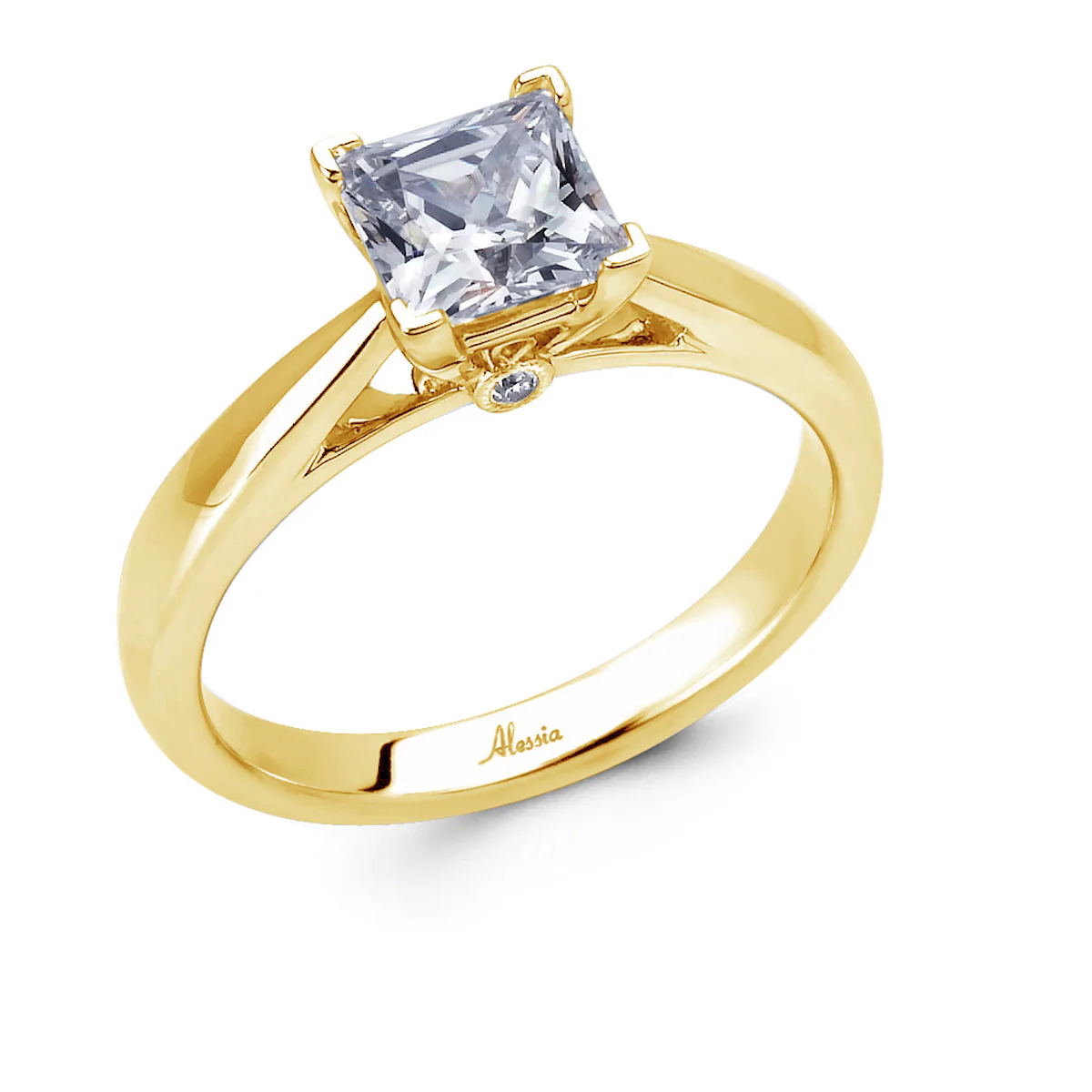 4 Claw Princess Cut Solitaire Engagement Ring - ACB001 - Image 5