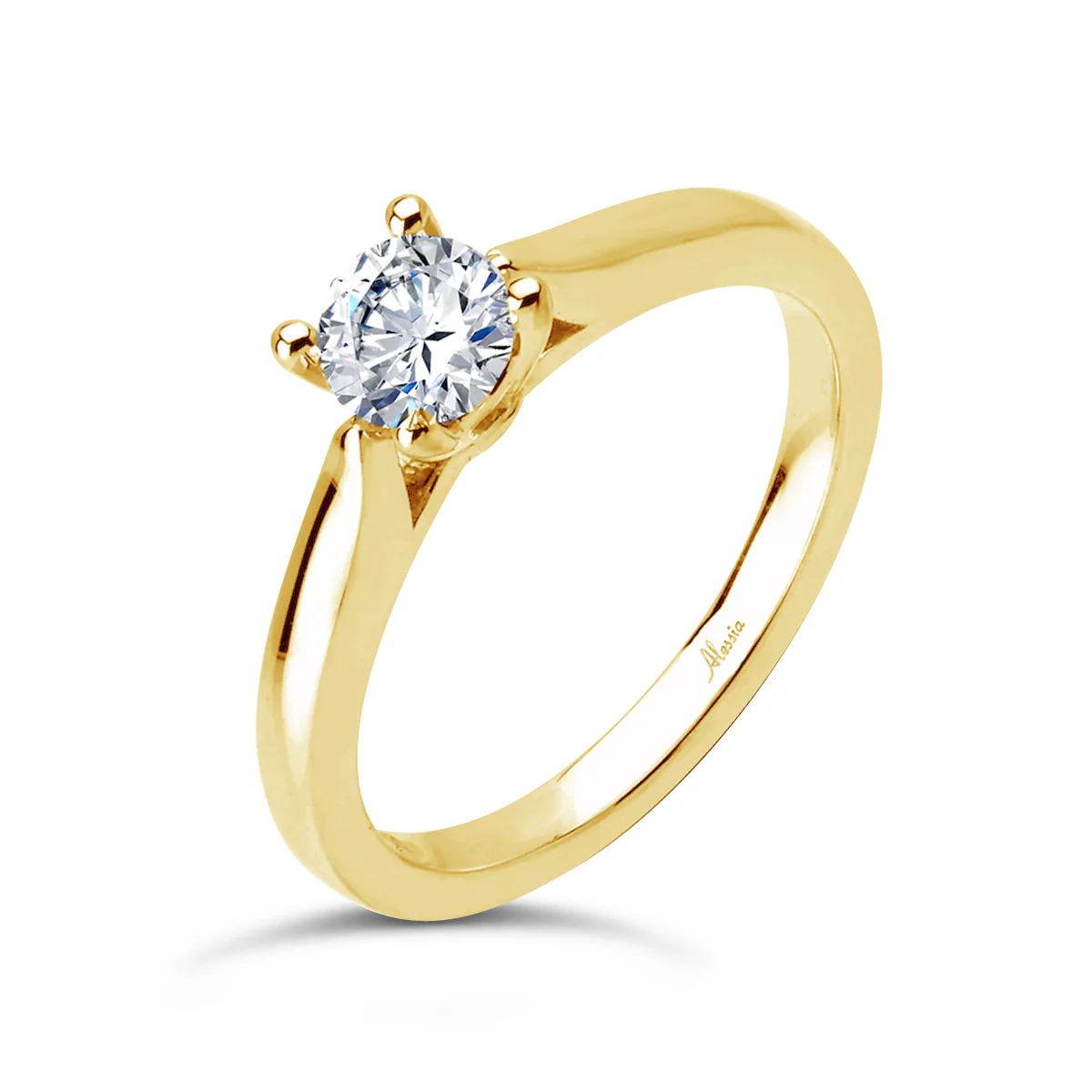 4 Claw Round Brilliant Cut Solitaire Engagement Ring - ACB055 - Image 3
