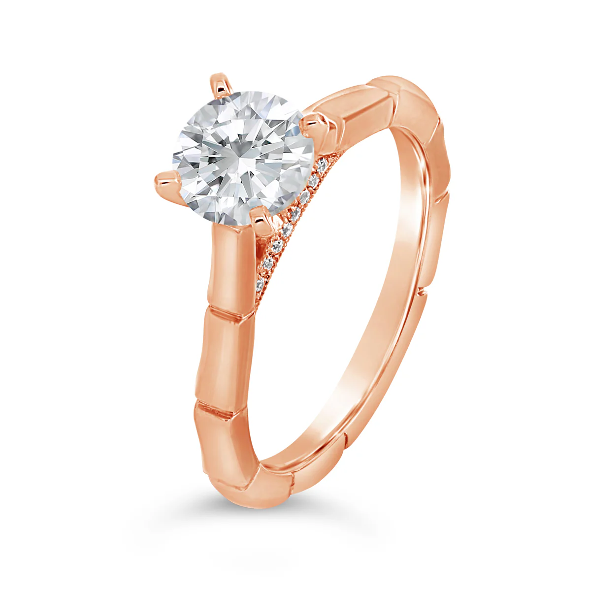 4 Claw Round Brilliant Cut Solitaire Engagement Ring - ACB074 - Image 3