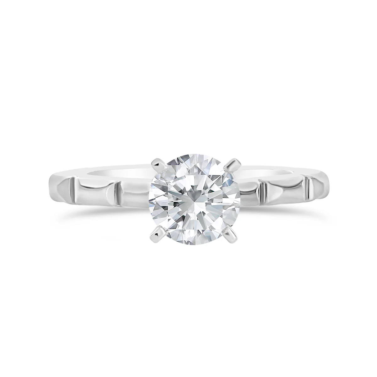 4 Claw Round Brilliant Cut Solitaire Engagement Ring - ACB074 - Image 5