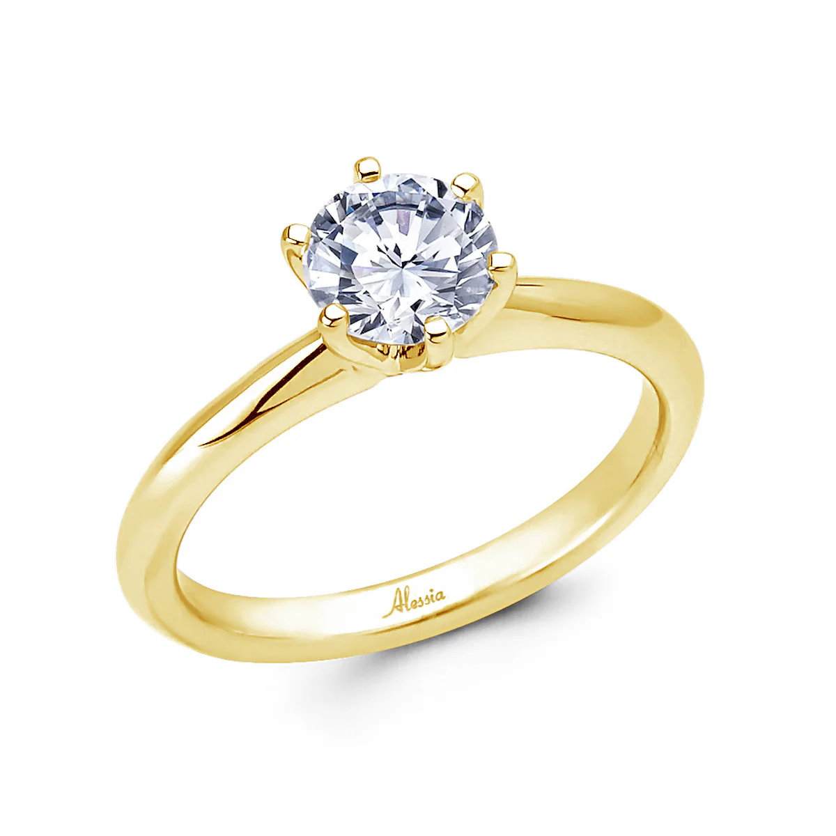6 Claw Round Brilliant Cut Solitaire Engagement Ring - ACB034 - Image 3