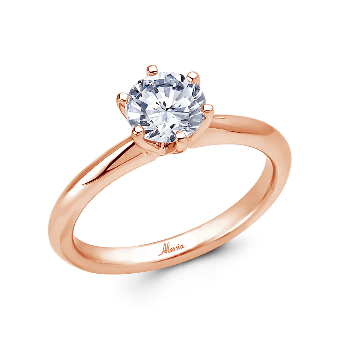 6 Claw Round Brilliant Cut Solitaire Engagement Ring - ACB034 - Image 4