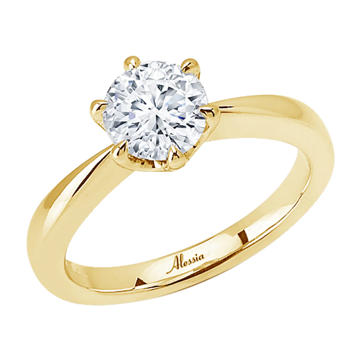 6 Claw Round Brilliant Cut Solitaire Engagement Ring - ACB101 - Image 4