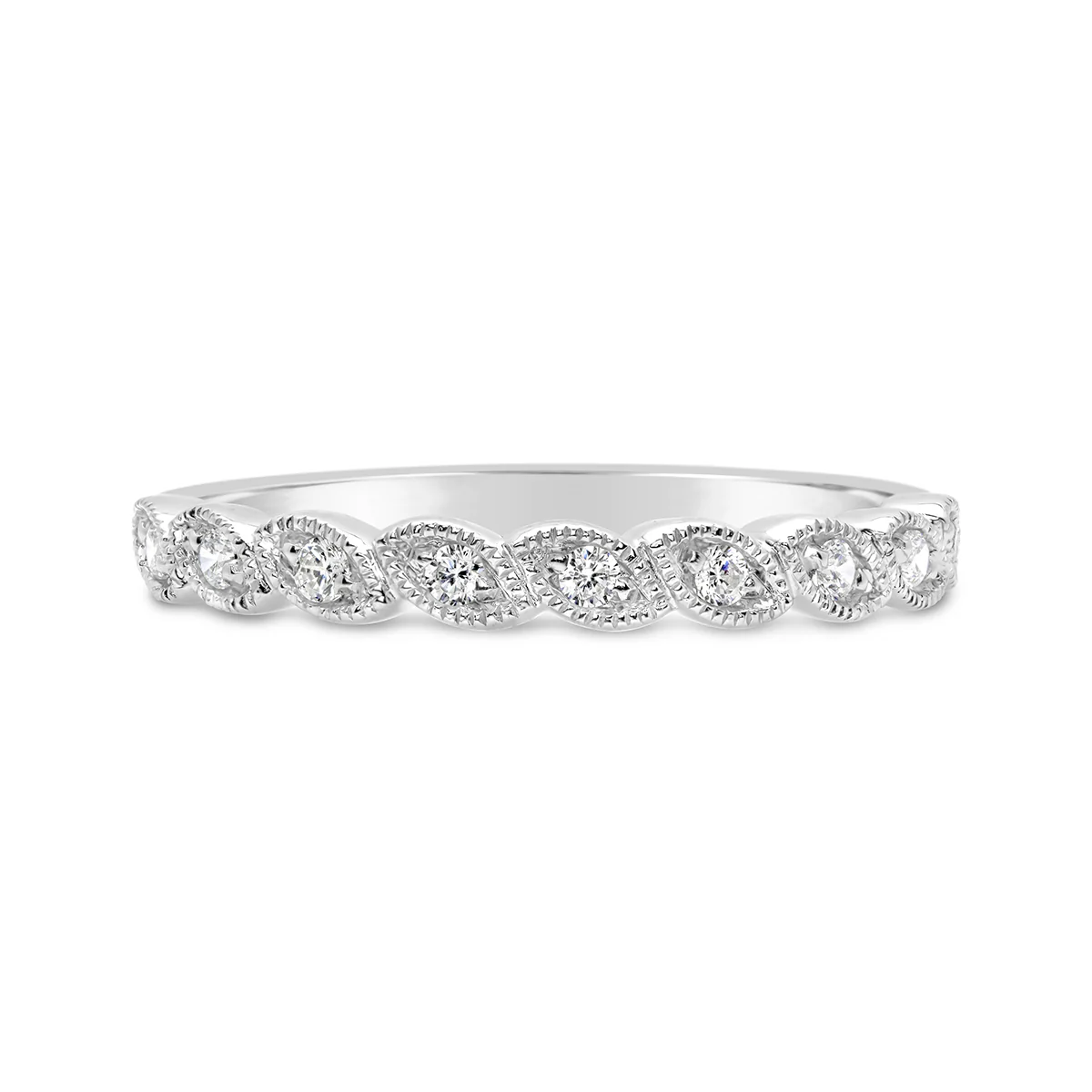 Art Deco Petal Diamond Wedding Ring - CR3670 - Image 4