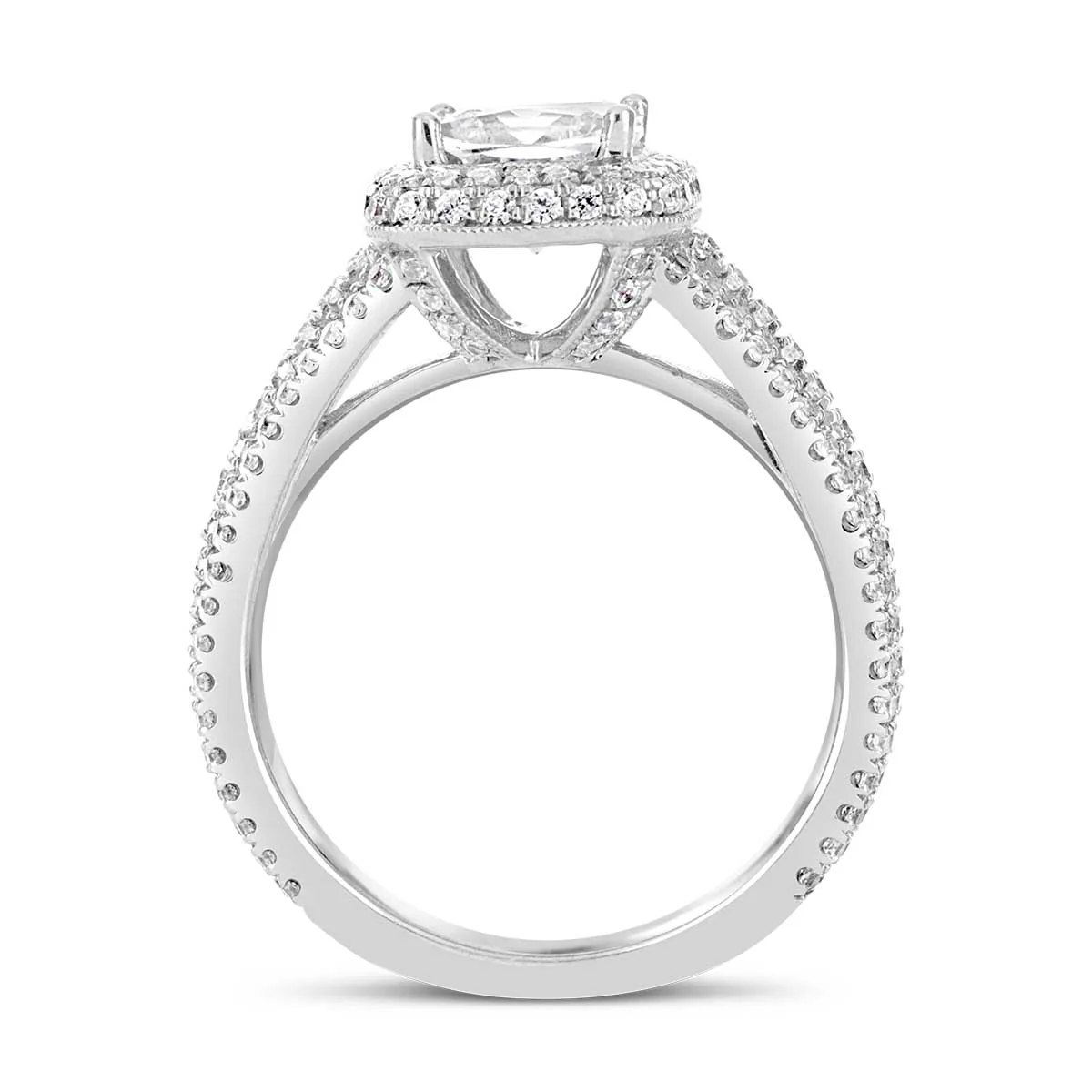 Cushion Cut Diamond Halo Engagement Ring - ACB009 - Image 3