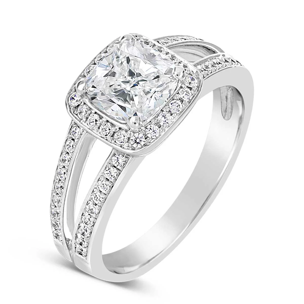 Cushion Cut Diamond Halo Engagement Ring - ACB011 - Image 4