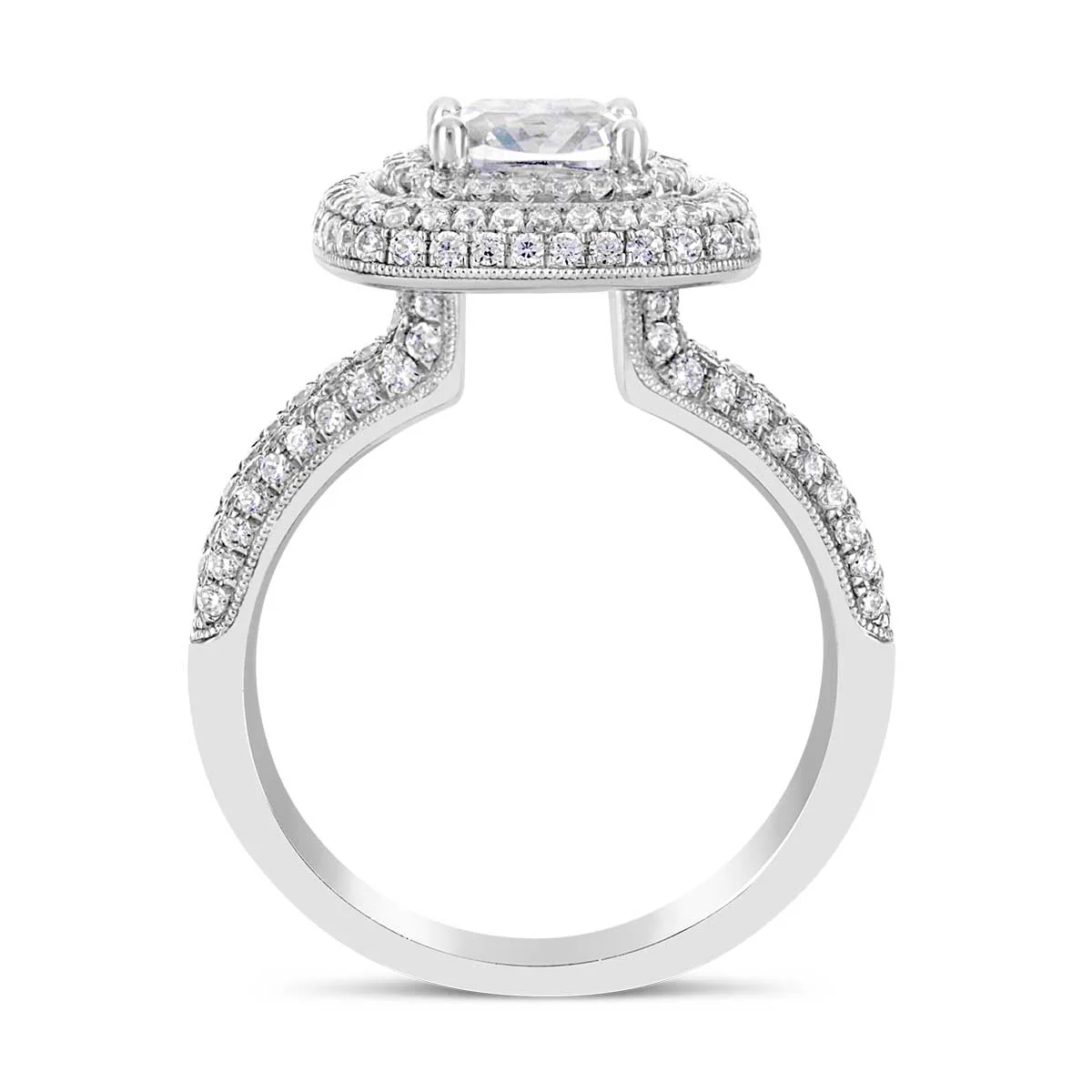 Cushion Cut Diamond Halo Engagement Ring - ACB017 - Image 3