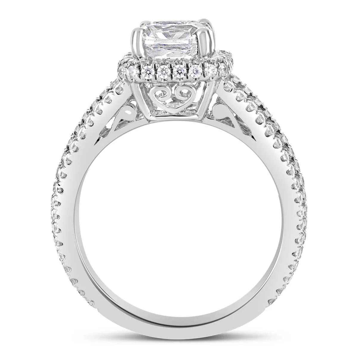 Cushion Cut Diamond Halo Engagement Ring - ACB018 - Image 3