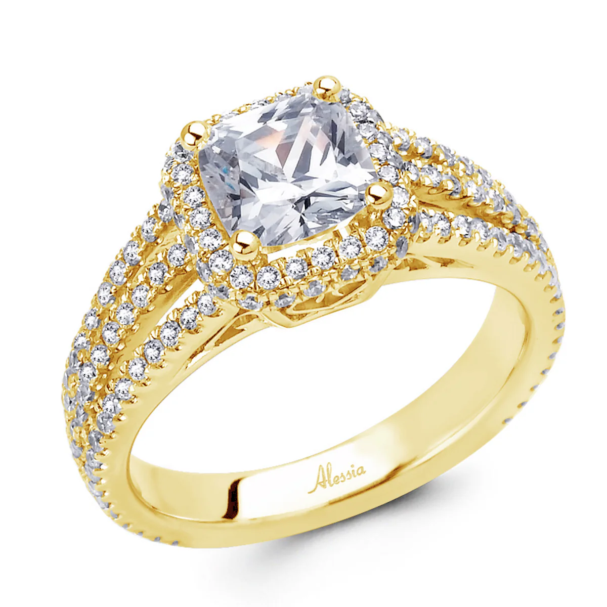 Cushion Cut Diamond Halo Engagement Ring - ACB018 - Image 5