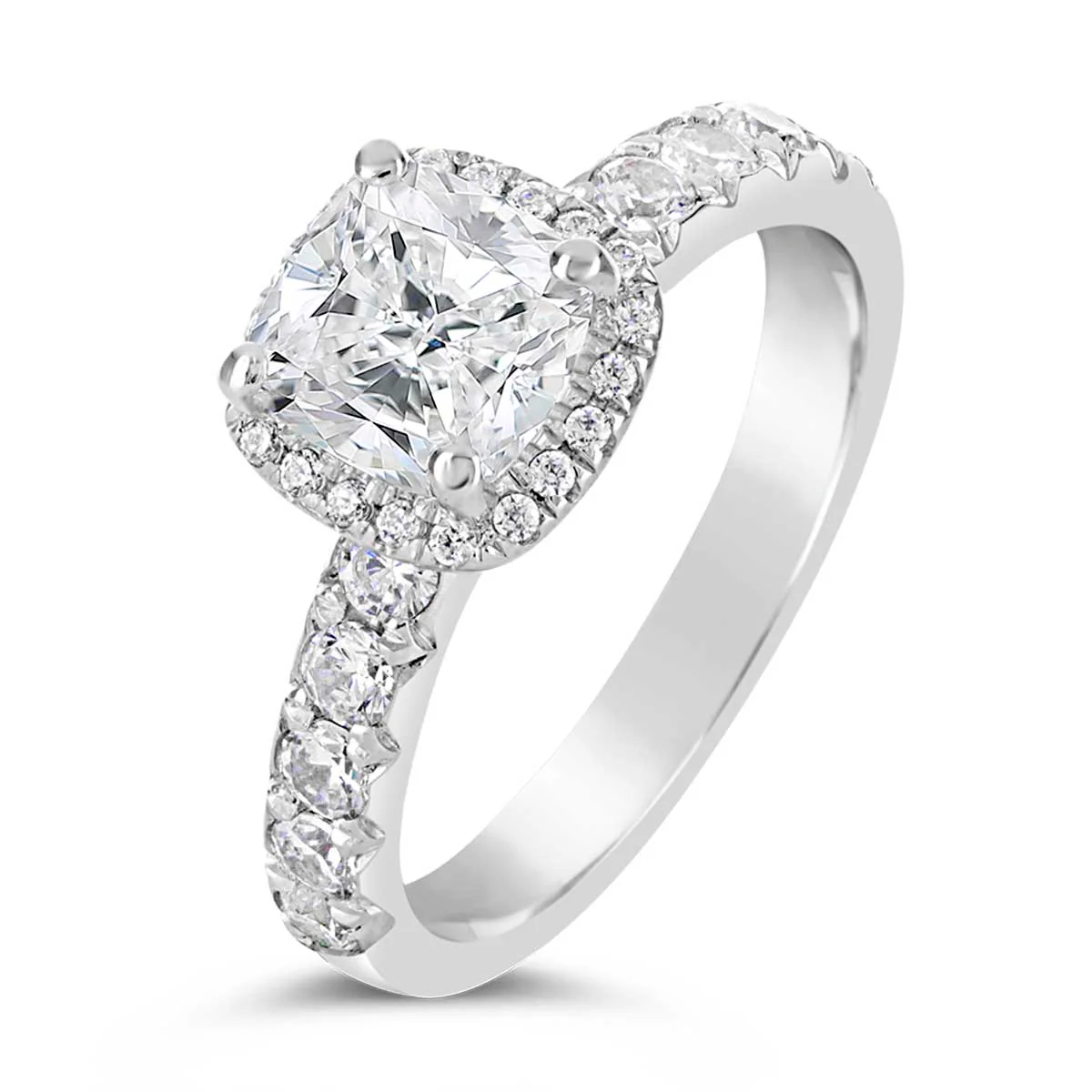 Cushion Cut Diamond Halo Engagement Ring - ACB021 - Image 5