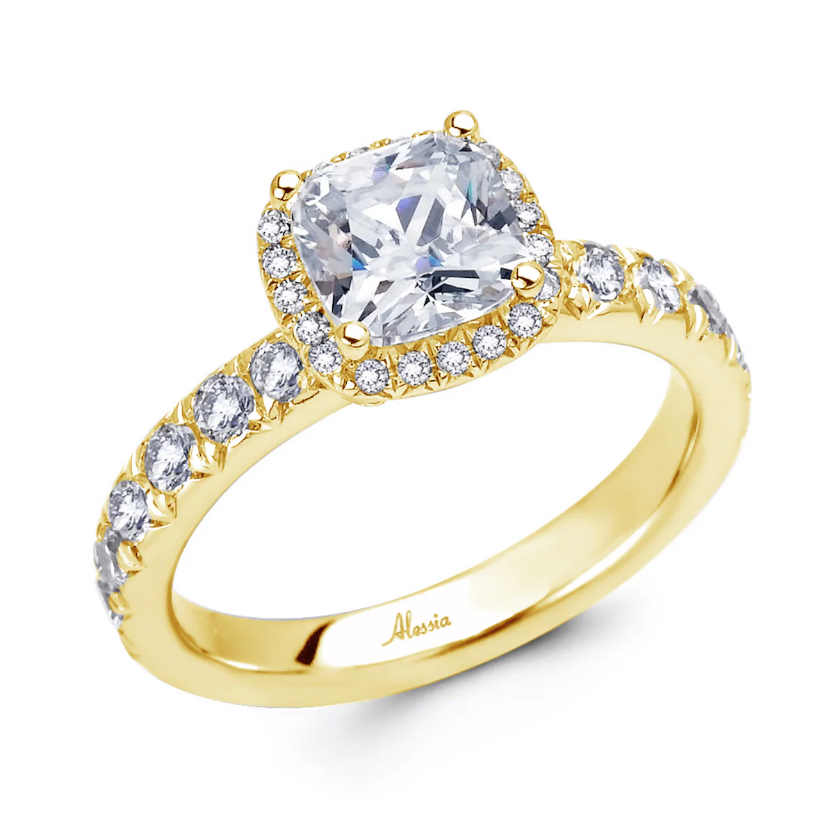 Cushion Cut Diamond Halo Engagement Ring - ACB021 - Image 7