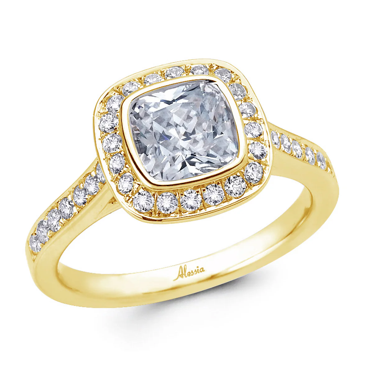 Cushion Cut Diamond Halo Engagement Ring - ACB032 - Image 3