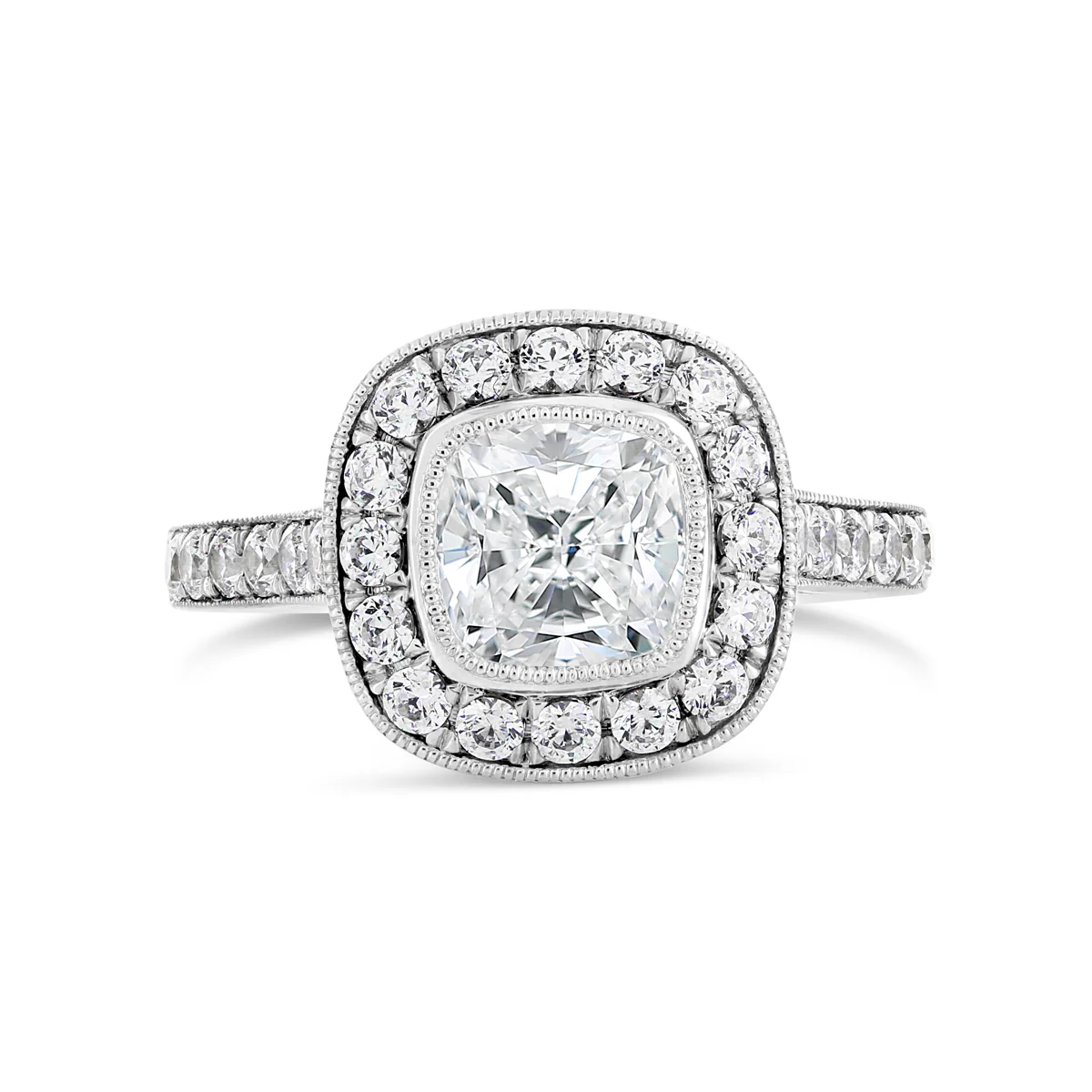 Cushion Cut Diamond Halo Engagement Ring - ACB045 - Image 4