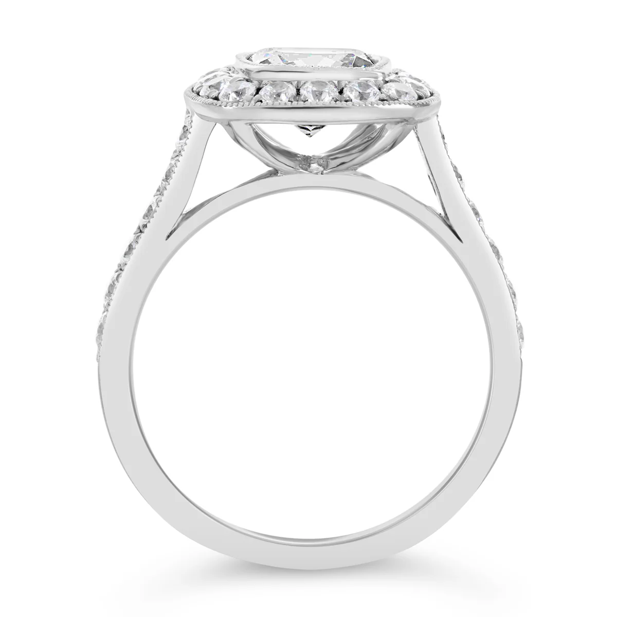 Cushion Cut Diamond Halo Engagement Ring - ACB045 - Image 5