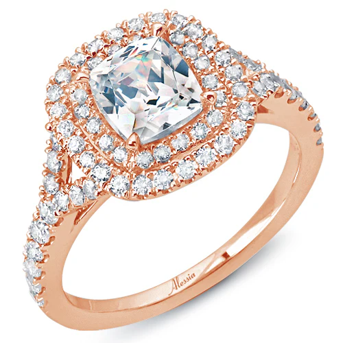 Cushion Cut Double Halo Diamond Engagement Ring ACB238 - Image 4