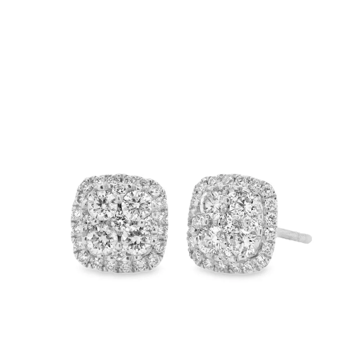Diamond Cluster Stud Earrings - 34653 - Image 2