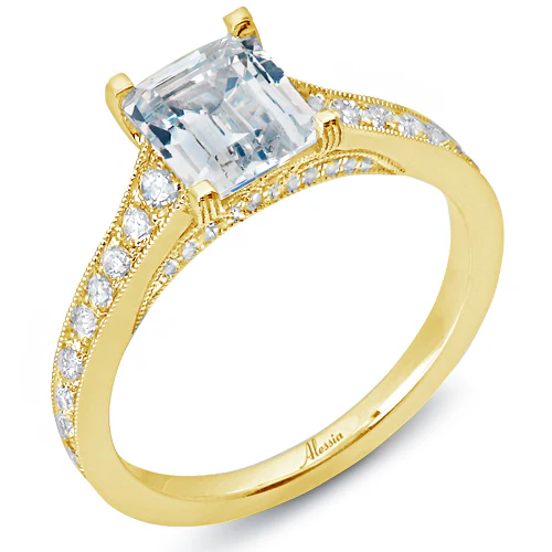 Emerald Cut Diamond Engagement Ring - ACB231 - Image 4