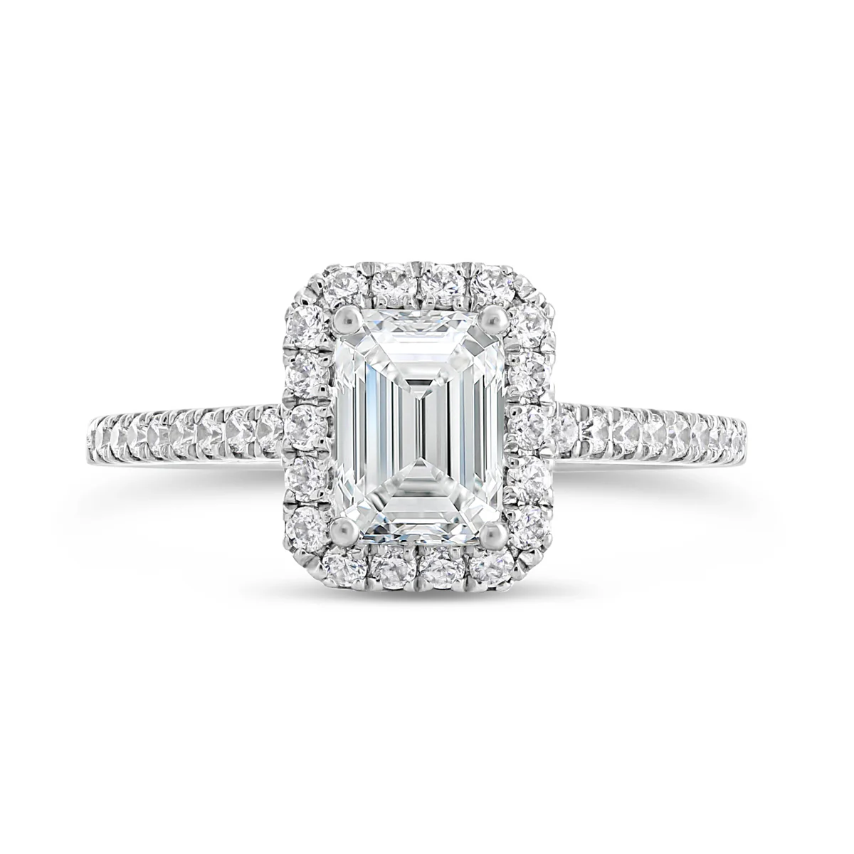 Emerald Cut Diamond Halo Engagement Ring - ACB249 - Image 4