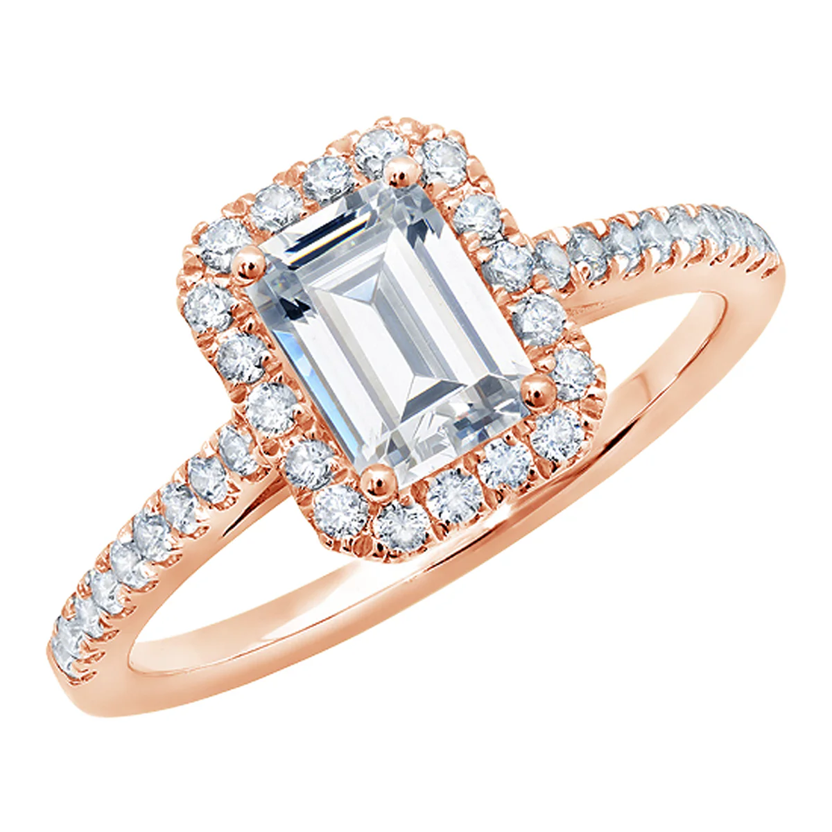 Emerald Cut Diamond Halo Engagement Ring - ACB249 - Image 5