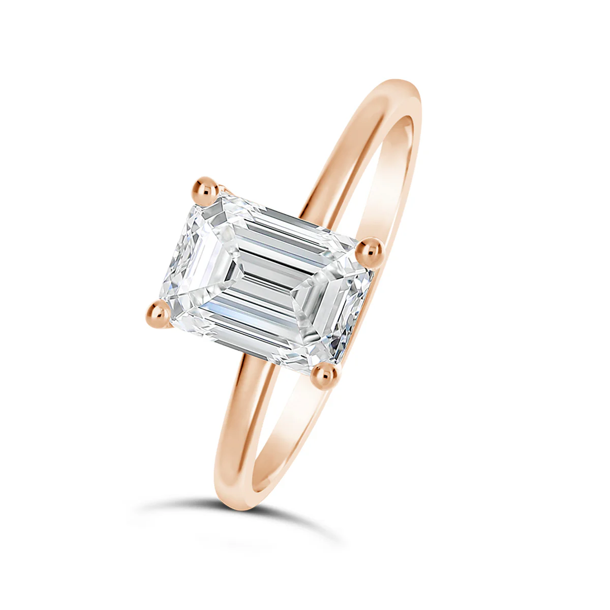Emerald Cut Solitaire Diamond Engagement Ring - ACB129 - Image 4