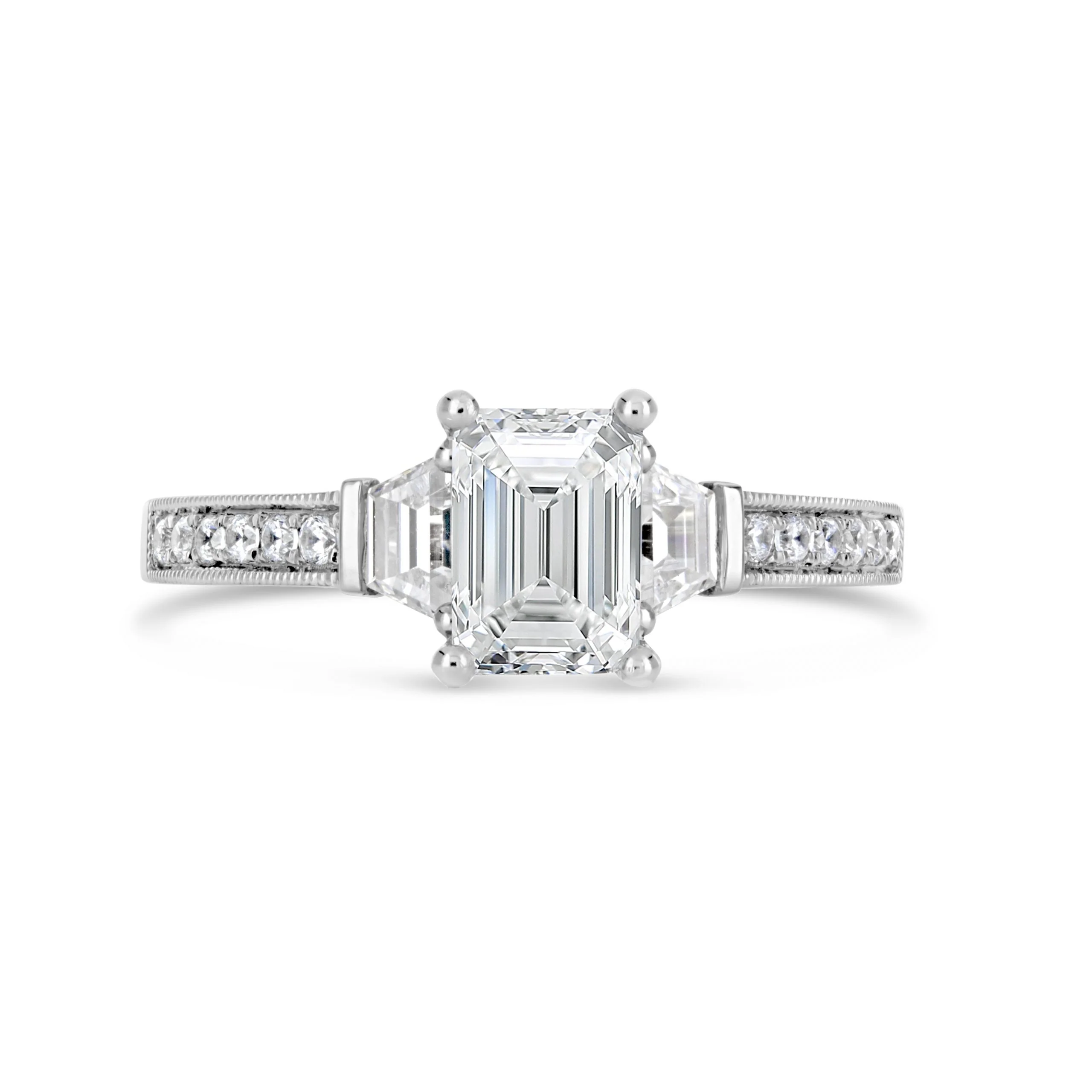 Emerald Cut Three Stone Diamond Engagement Ring - ACB145 - Image 5