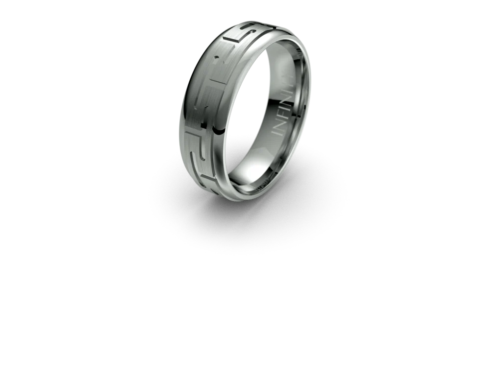 Infinity T Pattern mens Wedding Band - IN1053