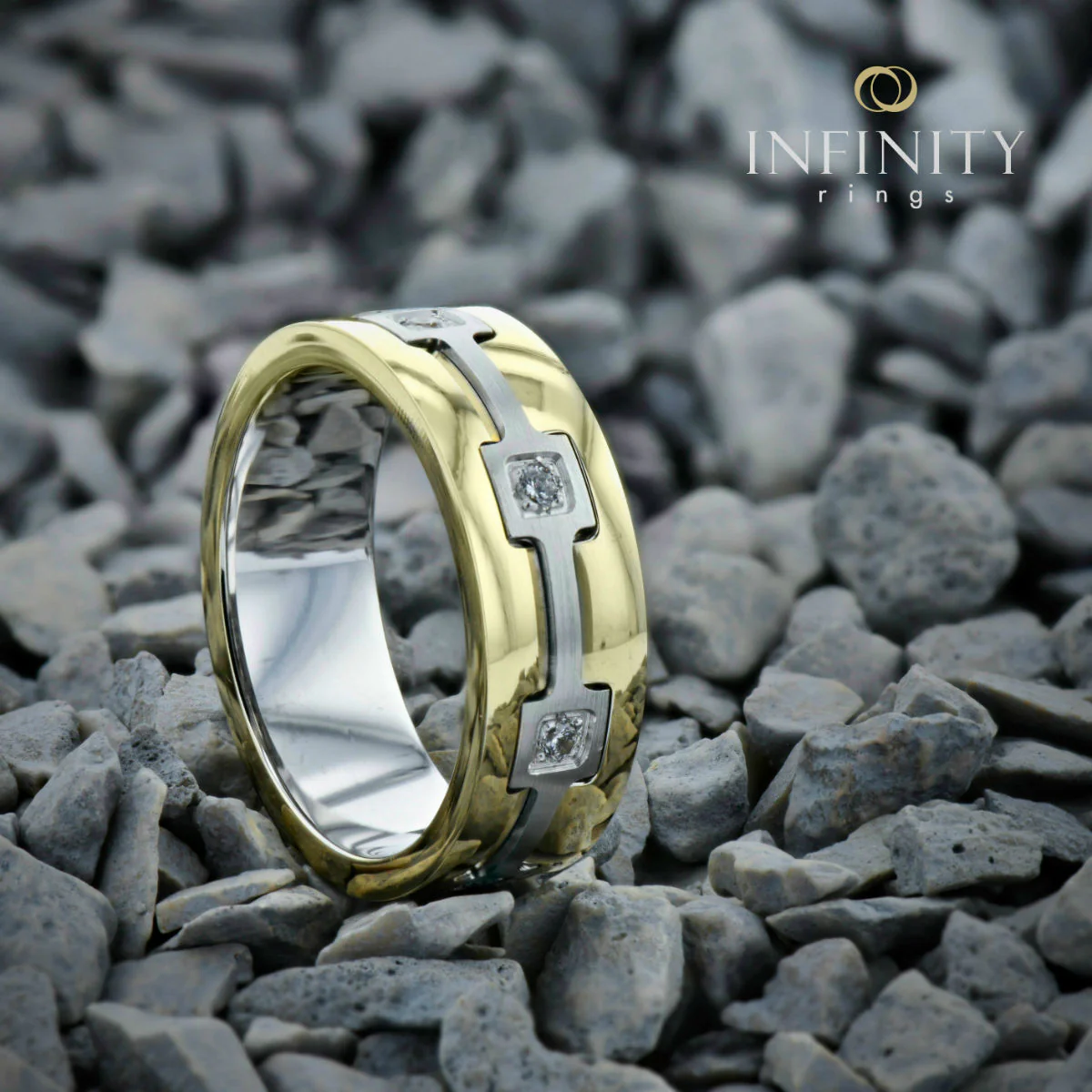Infinity Two Tone Diamond Mens Wedding Band - IN1586 - Image 2