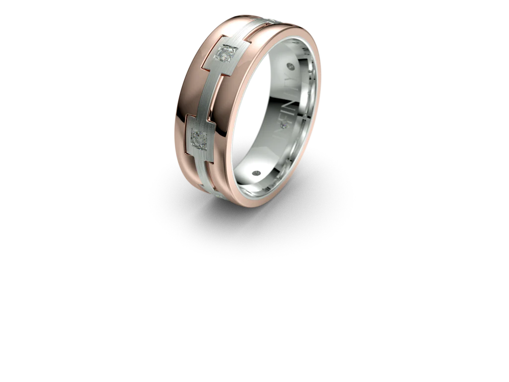 Infinity Two Tone Diamond Mens Wedding Band - IN1586 - Image 3