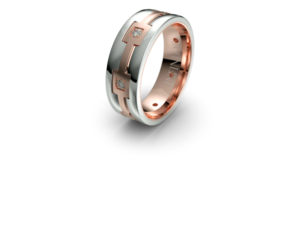 Infinity Two Tone Diamond Mens Wedding Band - IN1586 - Image 4