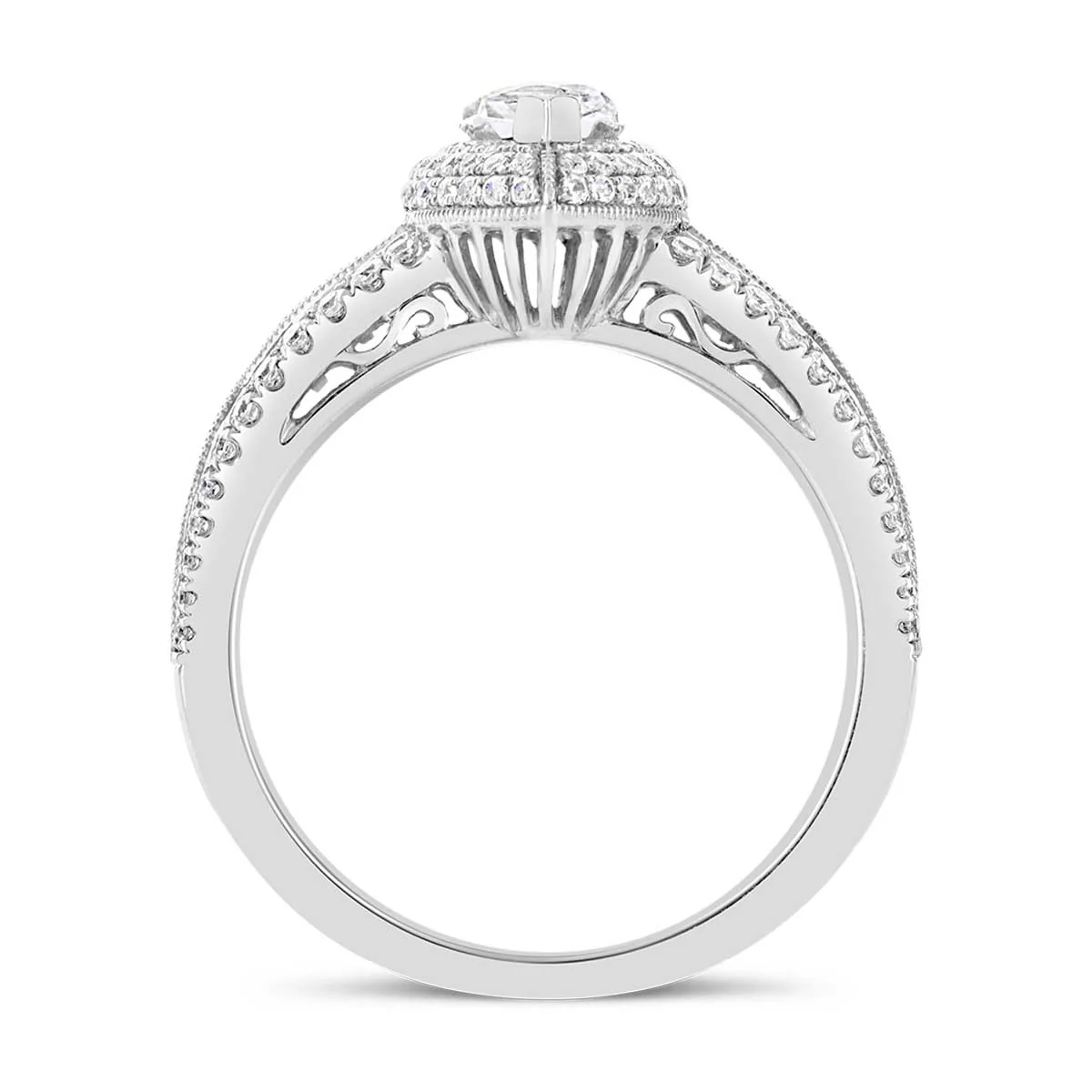 Marquise Shape Diamond Halo Engagement Ring - ACB006 - Image 3