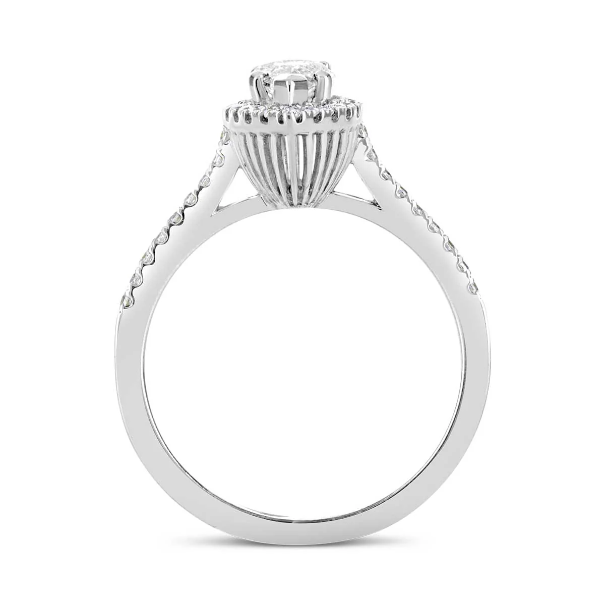 Marquise Shape Diamond Halo Engagement Ring - ACB007 - Image 3