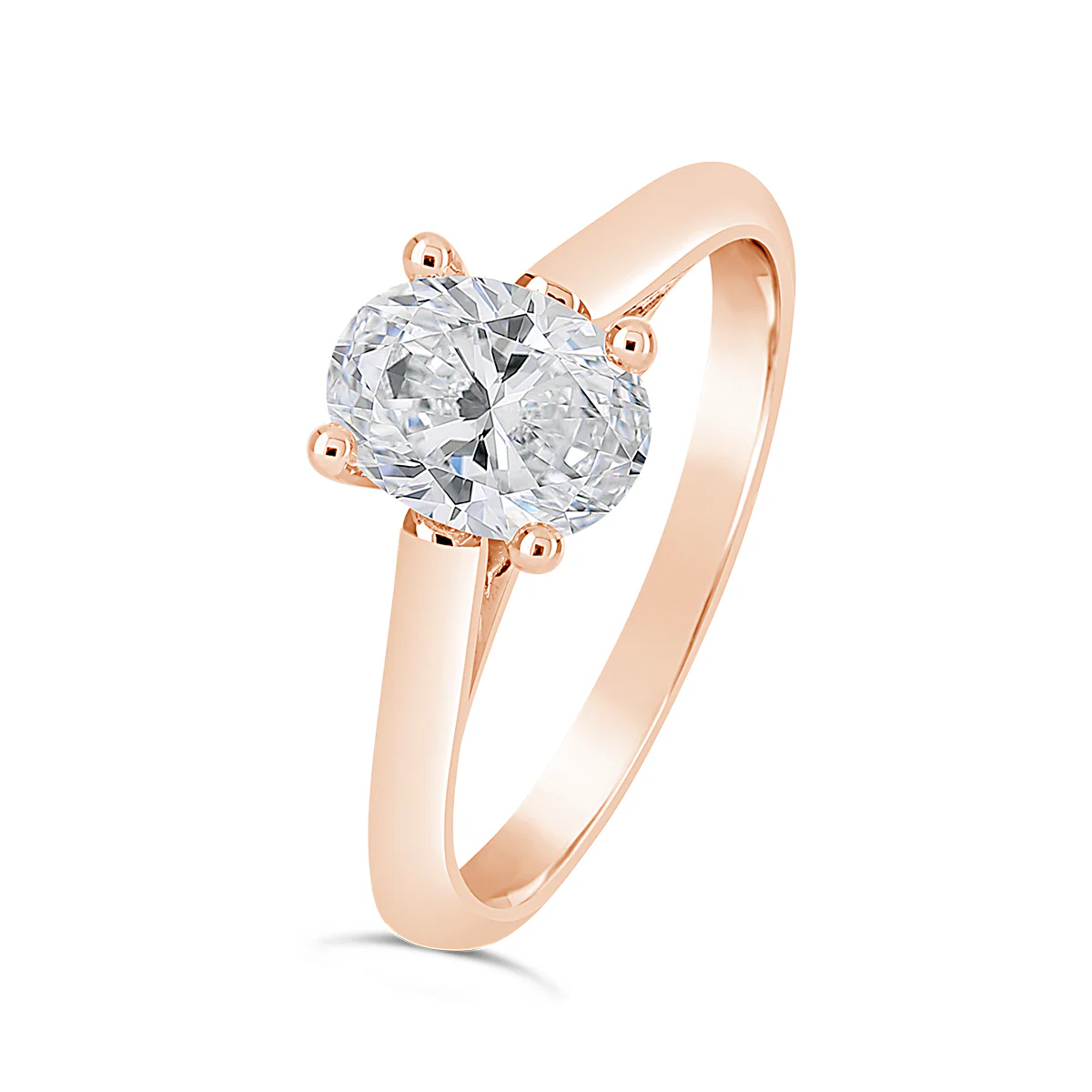 Oval Cut Cathedral Solitaire Engagement Ring - ACB125 - Image 3