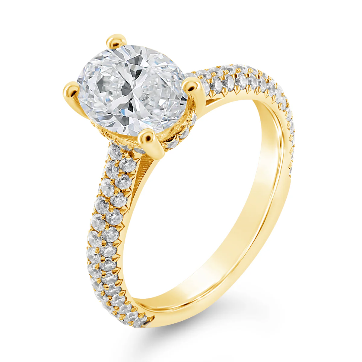 Oval Cut Diamond Cathedral Engagement Ring - ACB405 - Image 3
