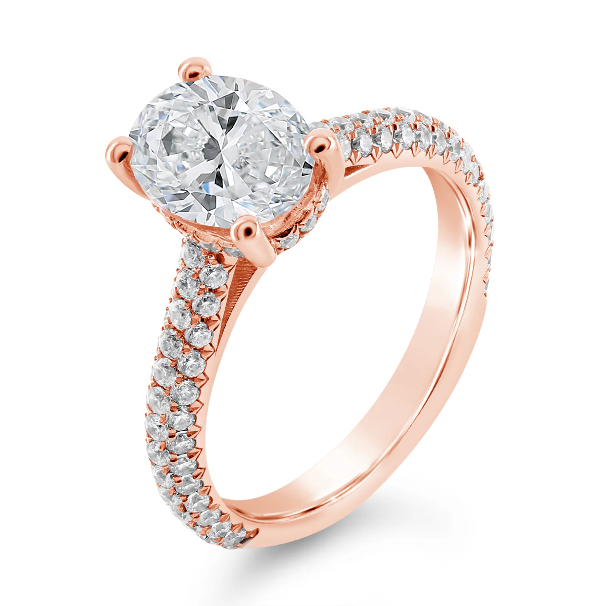 Oval Cut Diamond Cathedral Engagement Ring - ACB405 - Image 4