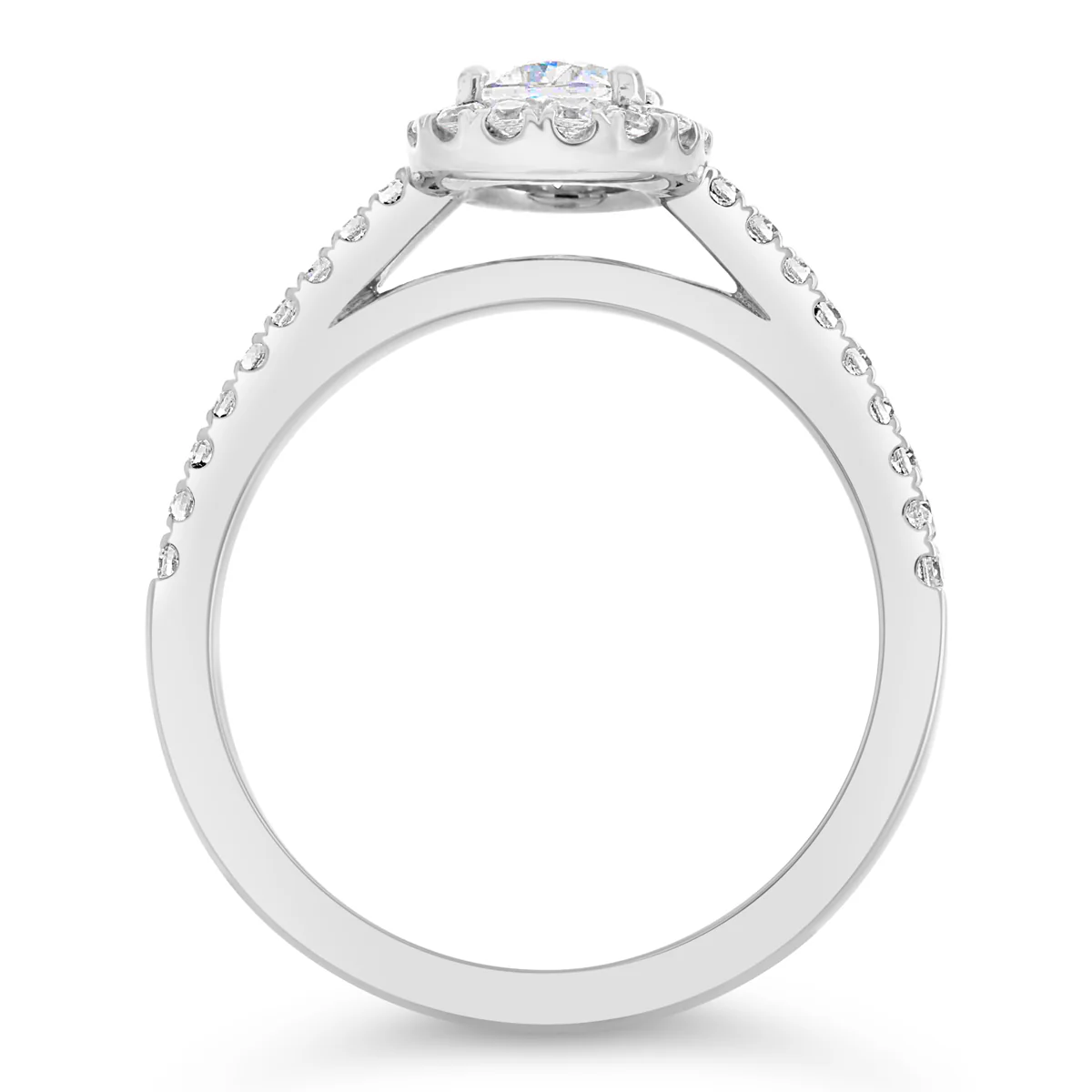 Oval Cut Diamond Halo and Cathedral Engagement Ring - ACB250 - Image 4