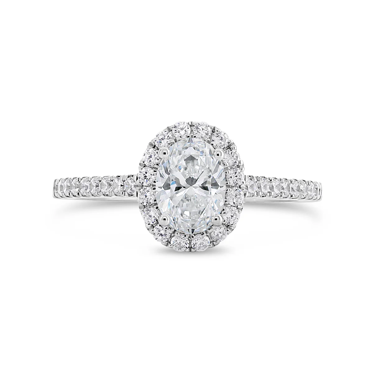 Oval Cut Diamond Halo and Cathedral Engagement Ring - ACB250 - Image 5