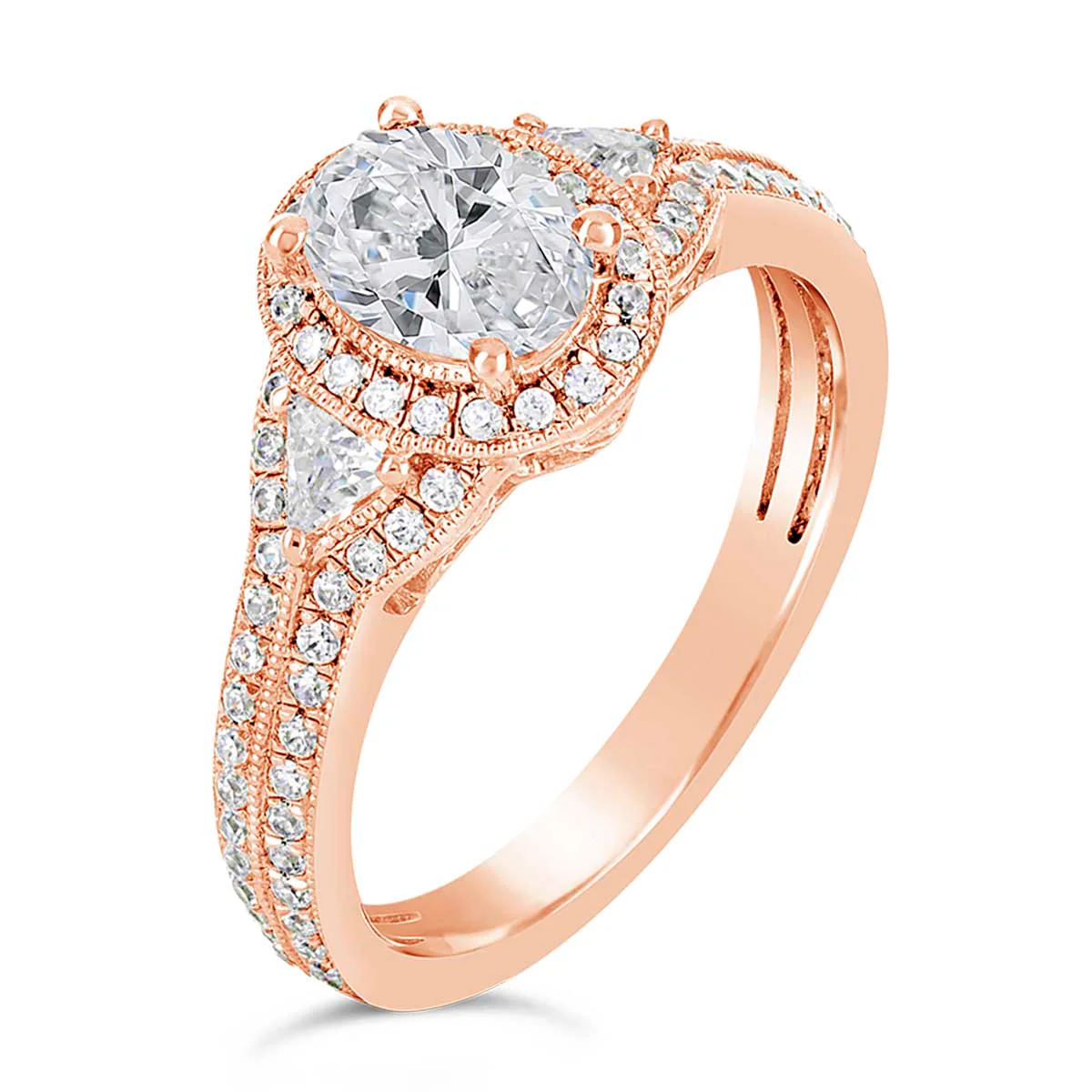Oval Cut Diamond Halo Art Deco Engagement Ring - ACB022 - Image 4