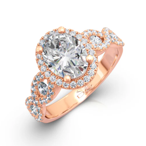 Oval Cut Diamond Halo Engagement Ring - CRO226 - Image 3