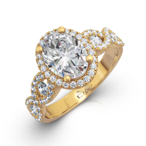 Oval Cut Diamond Halo Engagement Ring - CRO226 - Image 4