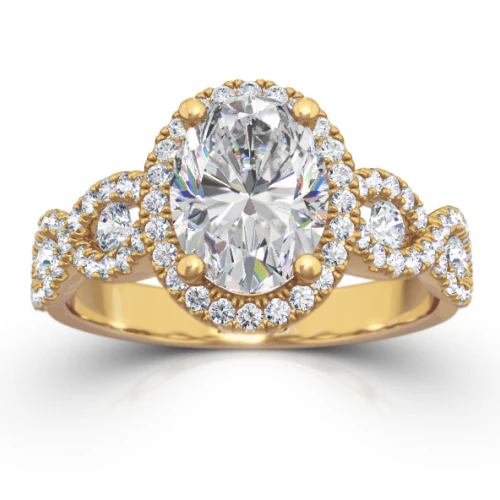 Oval Cut Diamond Halo Engagement Ring - CRO226 - Image 5