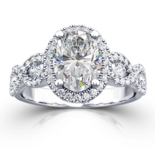 Oval Cut Diamond Halo Engagement Ring - CRO226 - Image 7
