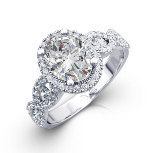 Oval Cut Diamond Halo Engagement Ring - CRO226 - Image 8