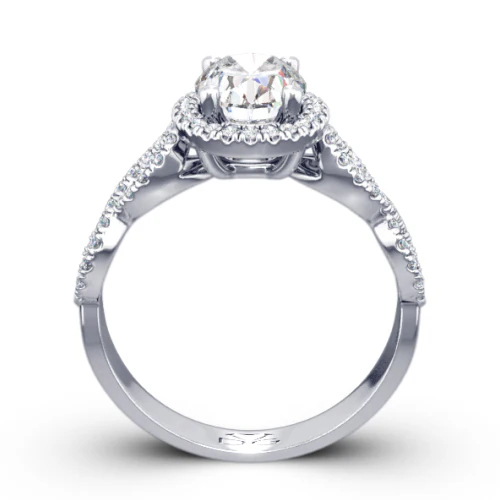 Oval Cut Diamond Halo Engagement Ring - CRO226 - Image 9