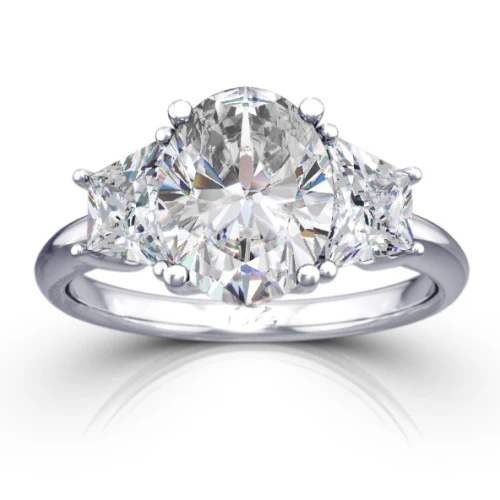 Oval Cut Three Stone Diamond Engagement Ring - CR3391 - Image 4