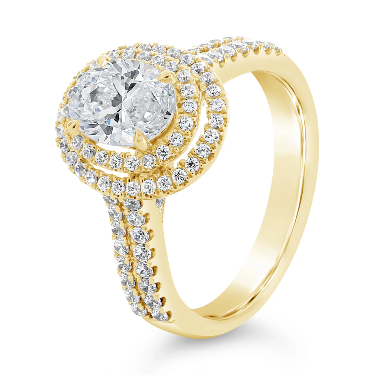 Oval Cut Twin Diamond Halo Engagement Ring - ACB110 - Image 3