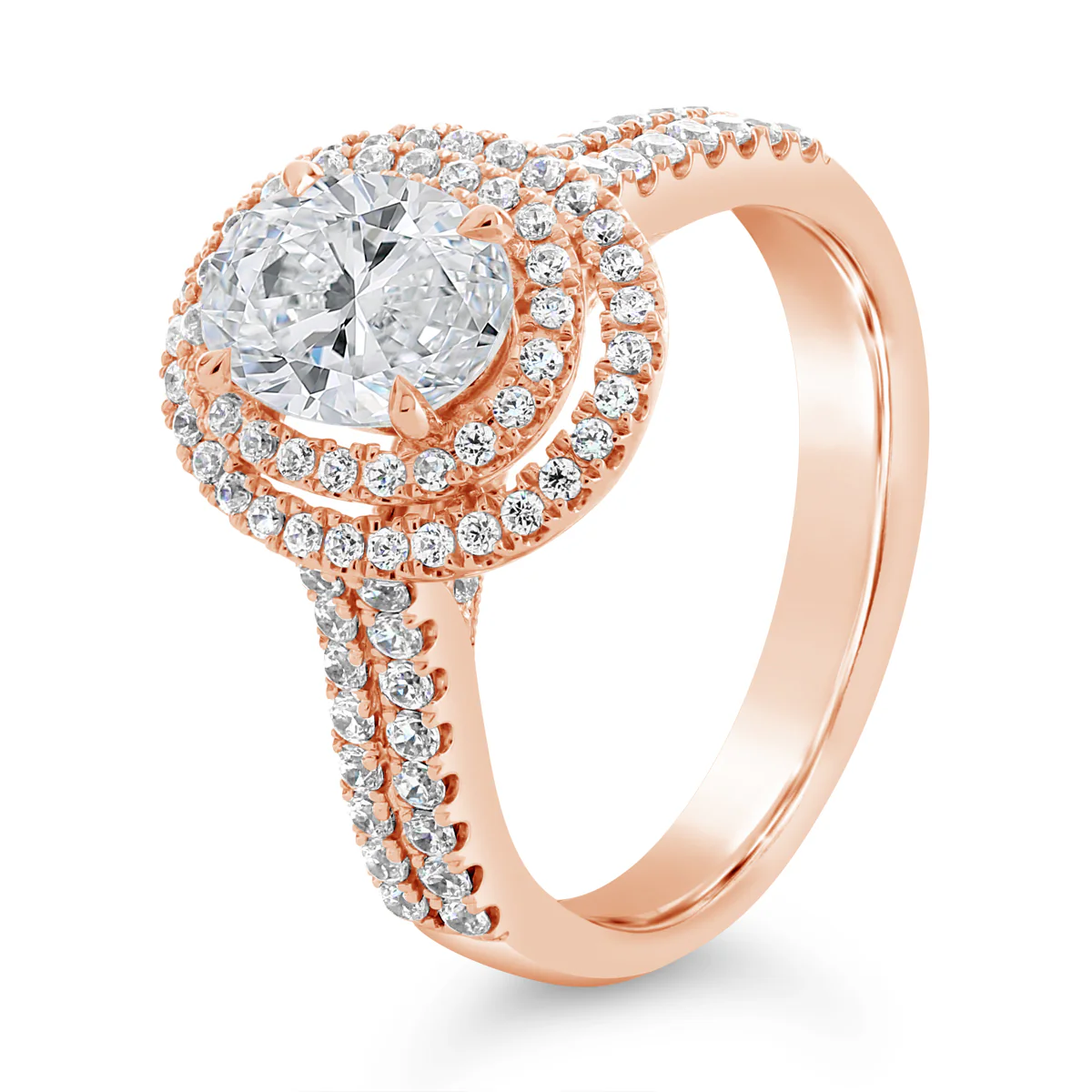 Oval Cut Twin Diamond Halo Engagement Ring - ACB110 - Image 4