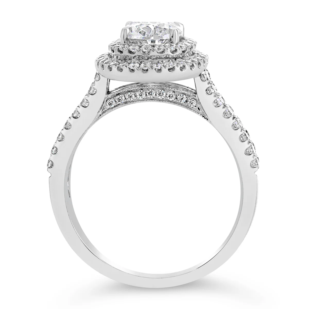 Oval Cut Twin Diamond Halo Engagement Ring - ACB110 - Image 5